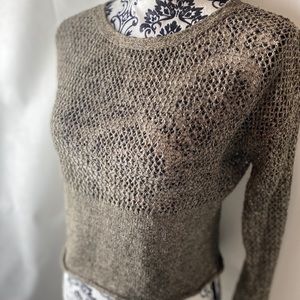 GRETA GARBO delicate cotton knit open weave crop top.